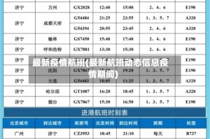 最新疫情航班(最新航班动态信息疫情期间)