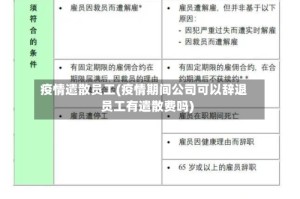 疫情遣散员工(疫情期间公司可以辞退员工有遣散费吗)