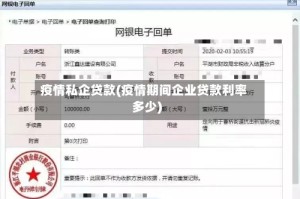 疫情私企贷款(疫情期间企业贷款利率多少)