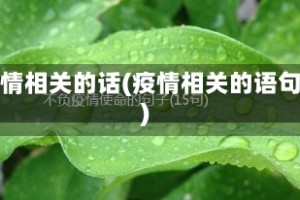 疫情相关的话(疫情相关的语句)