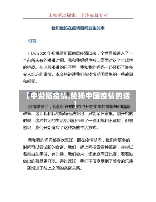 【中赞扬疫情,赞扬中国疫情的话】-第1张图片