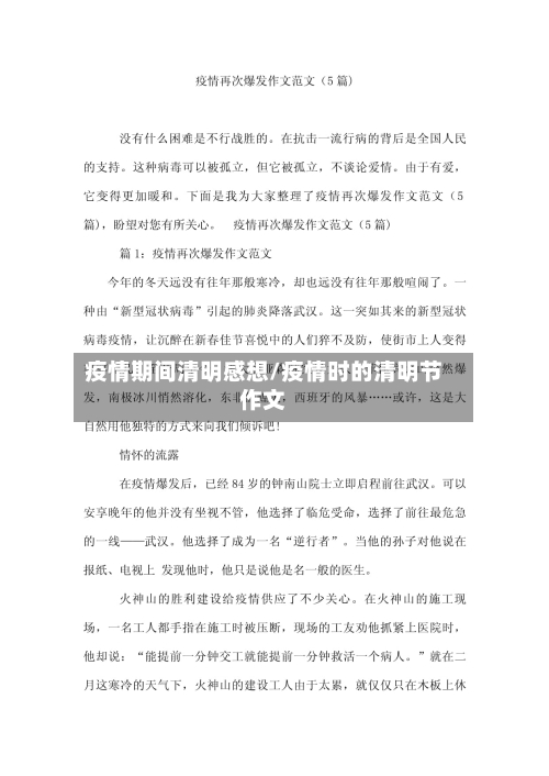 疫情期间清明感想/疫情时的清明节作文-第1张图片