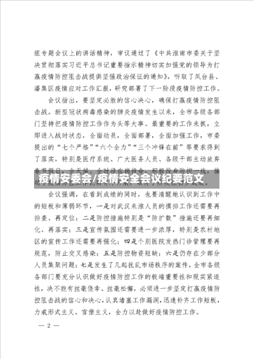 疫情安委会/疫情安全会议纪要范文-第1张图片